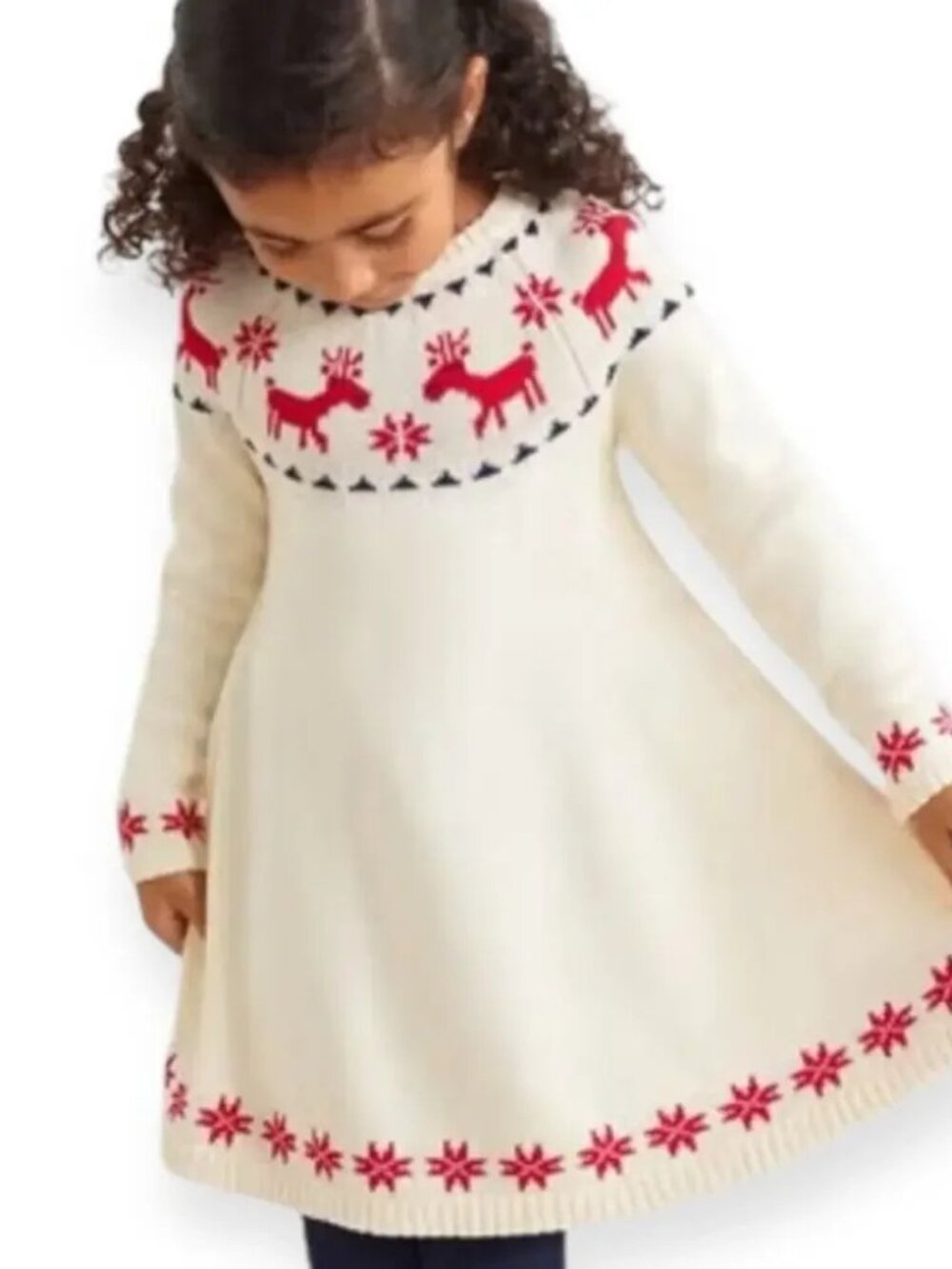 Hanna Andersson Fairisle Deer Sweater Holiday Dress 8 and 6